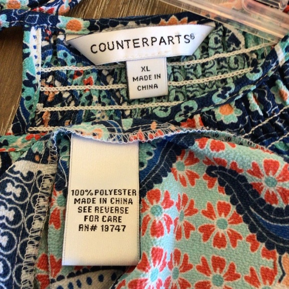 Counterparts Womens Boho Paisley Print Peasant Top Blouse Size XL - Picture 7 of 7